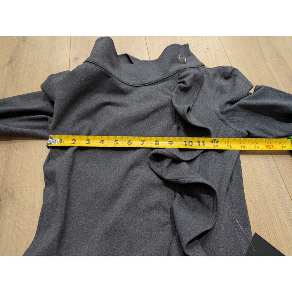 KARMA San Suu Ruffle Small Zip Jacket Dark Gray‎ Workout SWEATSHIRT NEW NWT - Picture 9 of 11